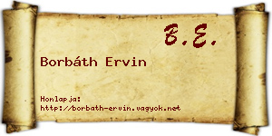 Borbáth Ervin névjegykártya