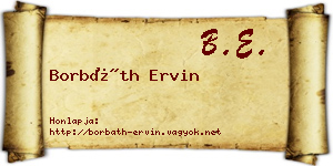 Borbáth Ervin névjegykártya