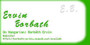 ervin borbath business card